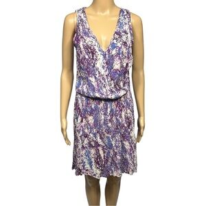 Converse One Star Faux Wrap Fit&Flare Sleeveless Mini Dress Size M Purple/Blue